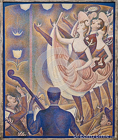 The Can-Can, pointillism painting by Georges Seurat Editorial Stock Photo